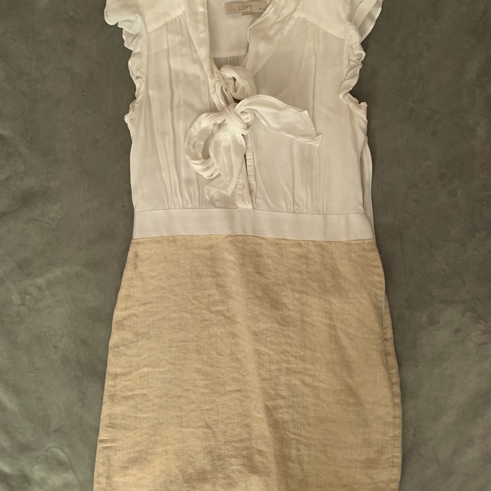 Classy white and tan dress